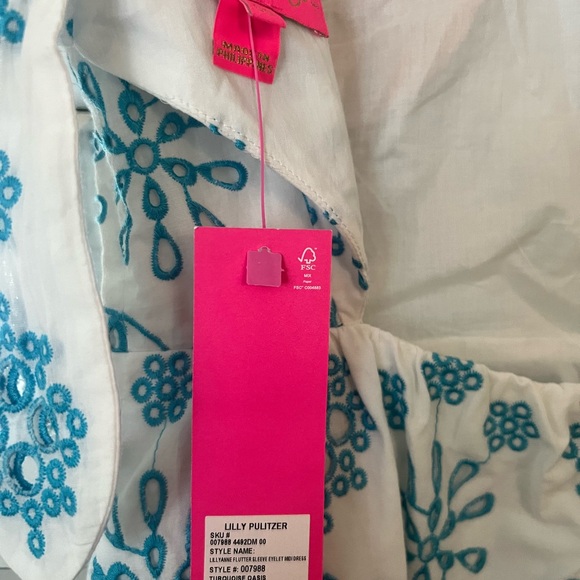Lilly Pulitzer flutter sleeve eyelet midi dress NWT - Picture 3 of 3